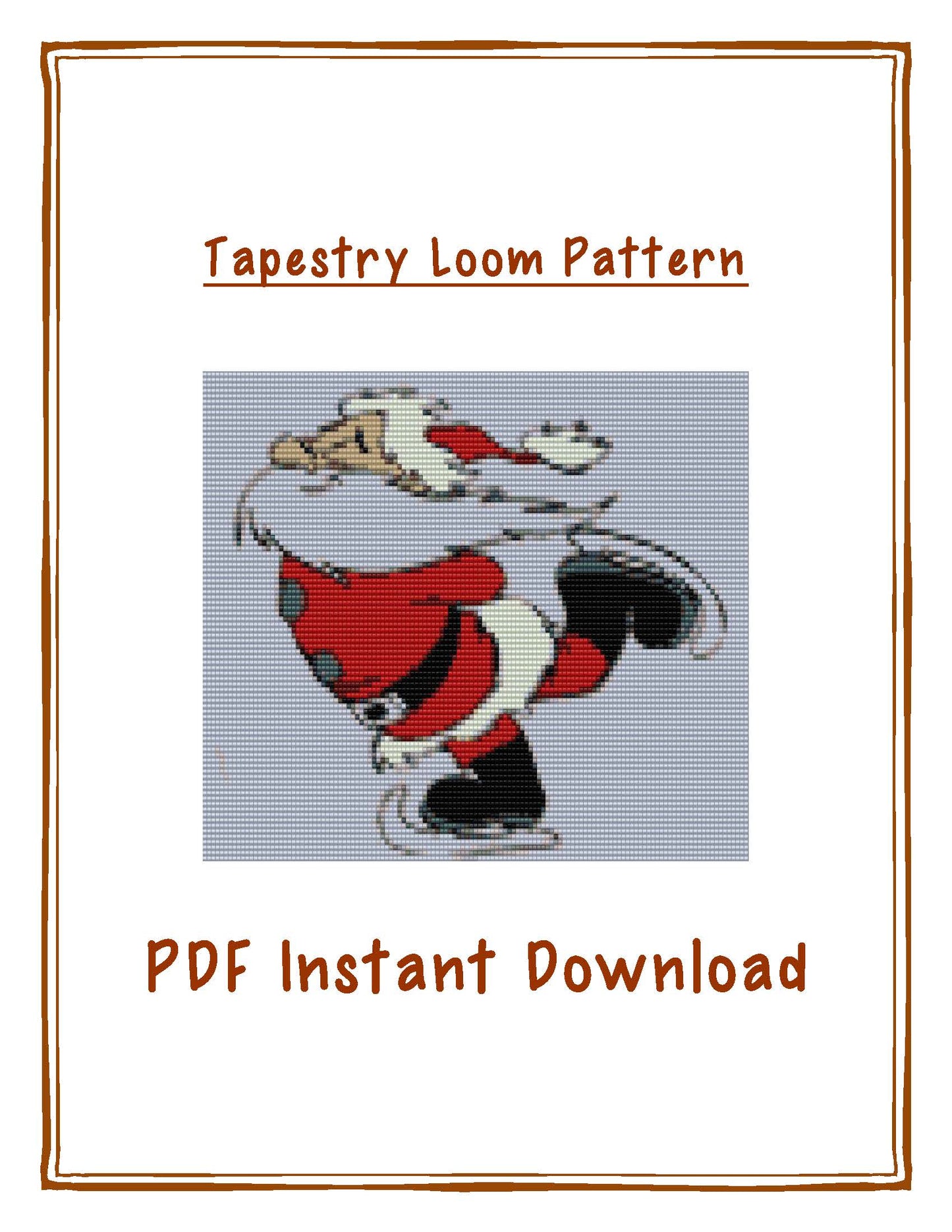 Bead Loom Pattern, Skating Santa, Miyuki Delica, Instant Download, beaded tapestry, Christmas, bead loom