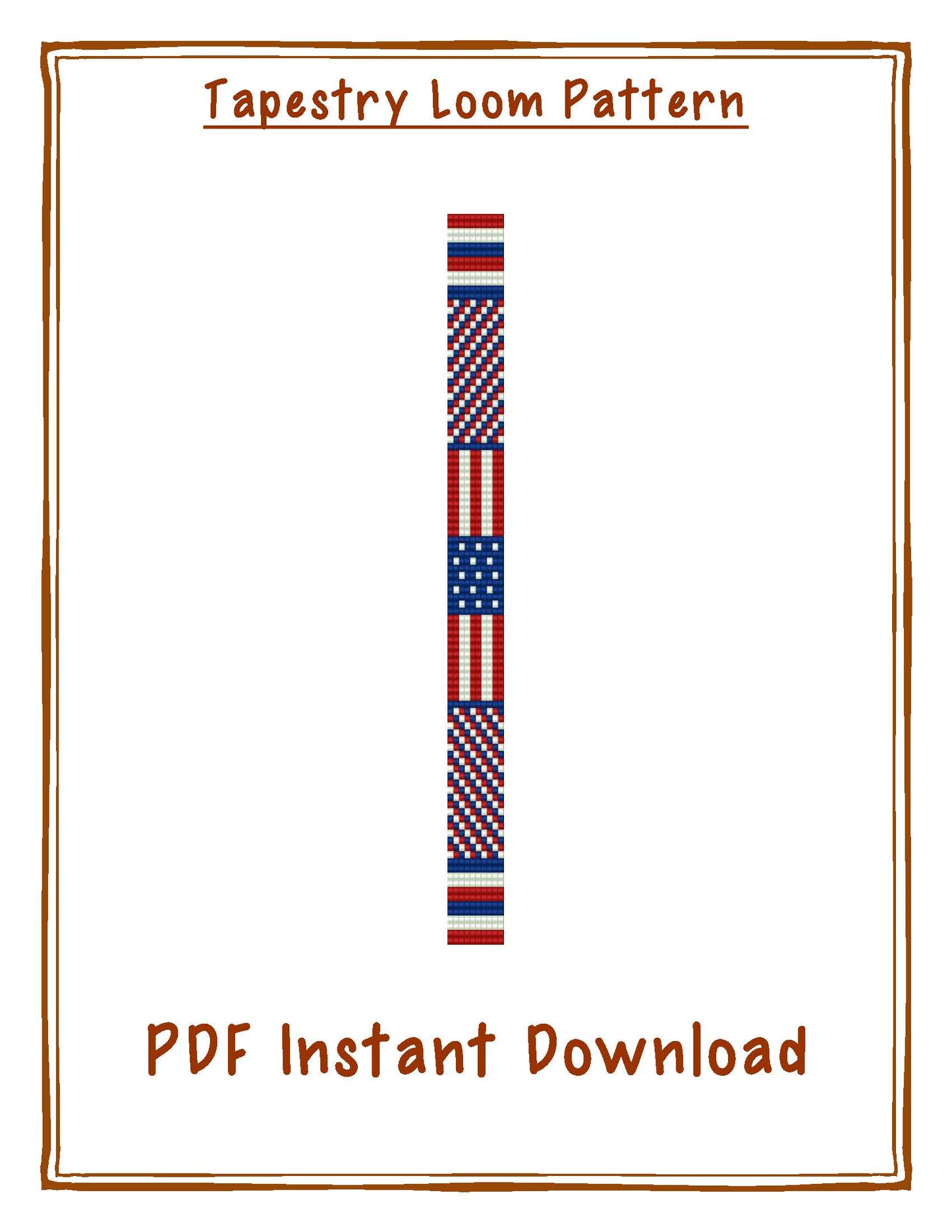Bead Loom Pattern, 4th of July Bracelet, Miyuki Delica, Instant Download, beaded bracelet,