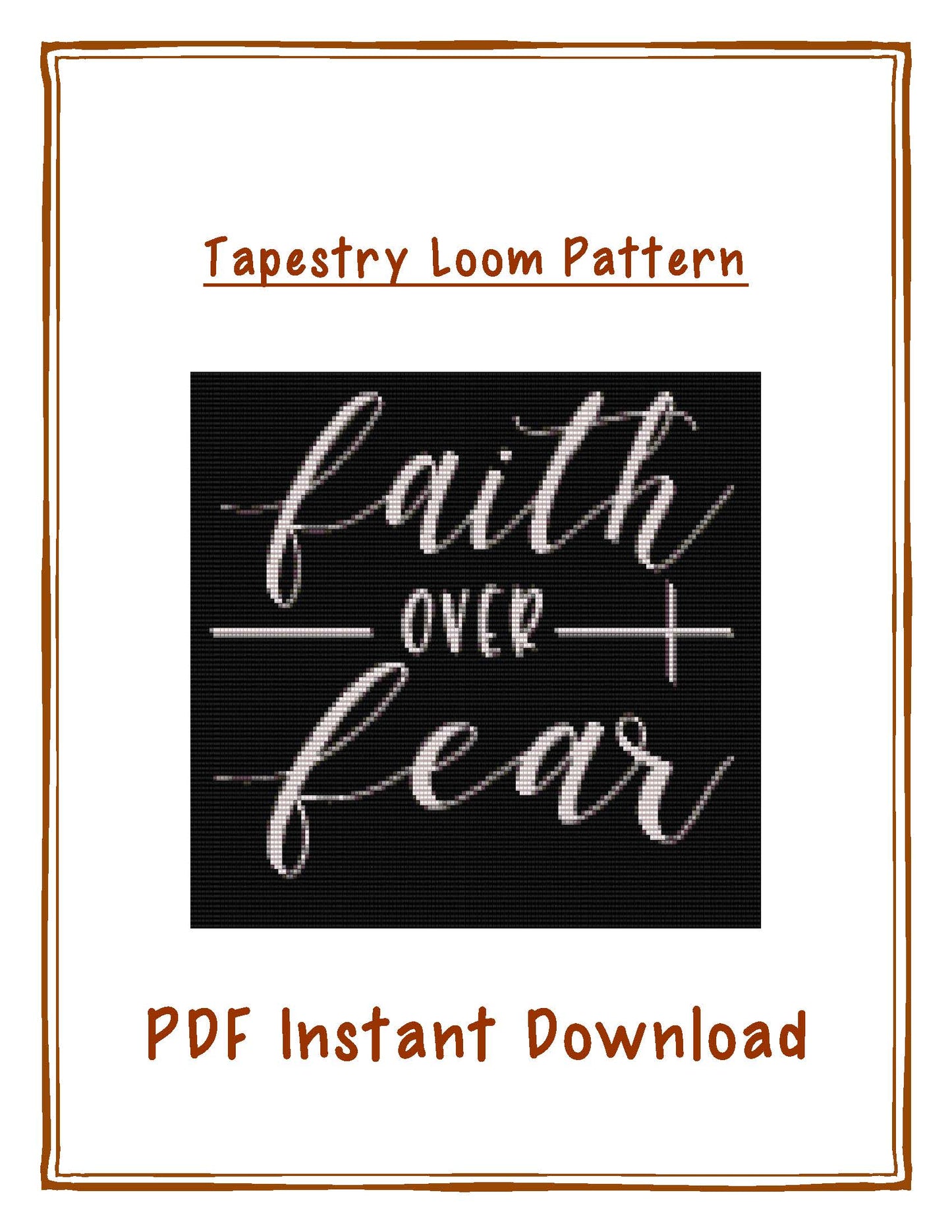 Bead Pattern, Bead loom pattern, Faith over Fear, Miyuki Delica, Instant Download, beaded tapestry, cross, religious tapestry,