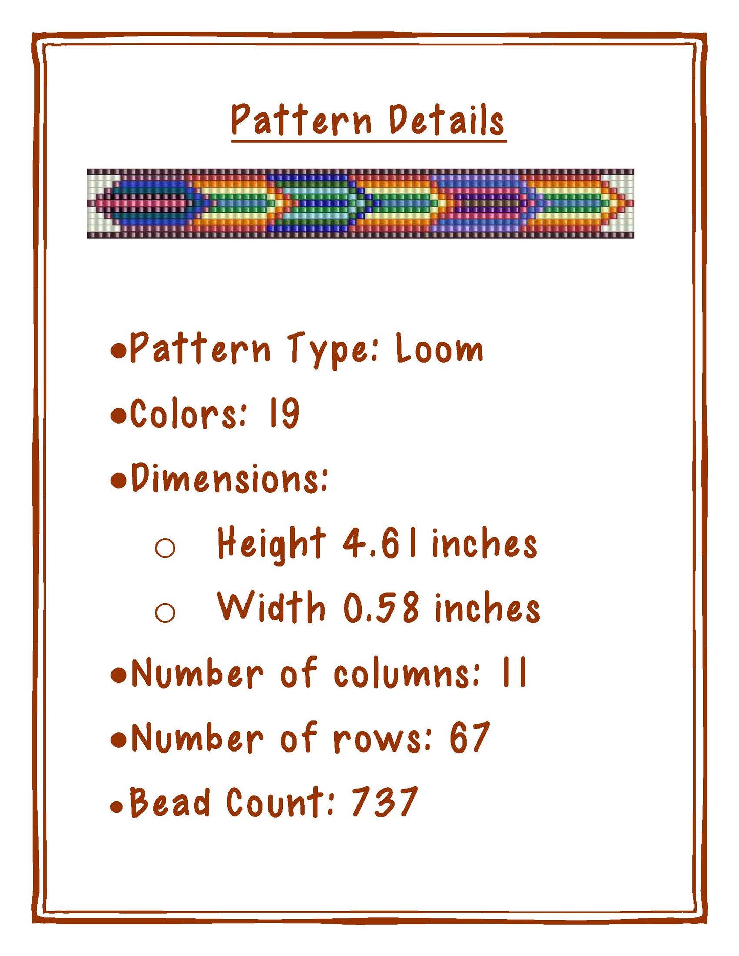 Bead Loom Pattern, Eva's Valentine's Day Bracelet, Miyuki Delica, Instant Download, beaded bracelet,