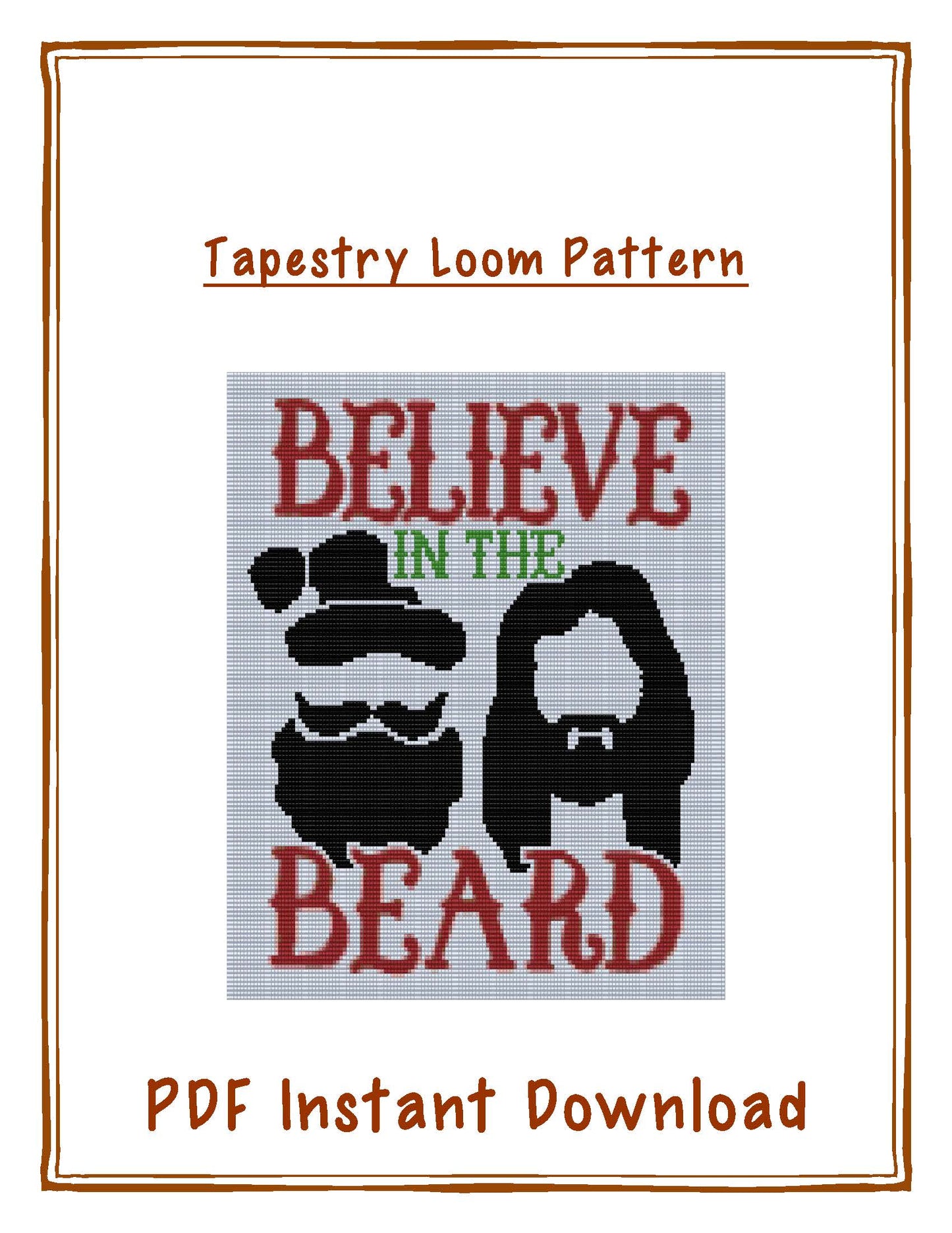 Bead Loom Pattern, Believe in the Beard, Miyuki Delica, Instant Download, beaded tapestry, Christmas, bead loom, religious Christmas