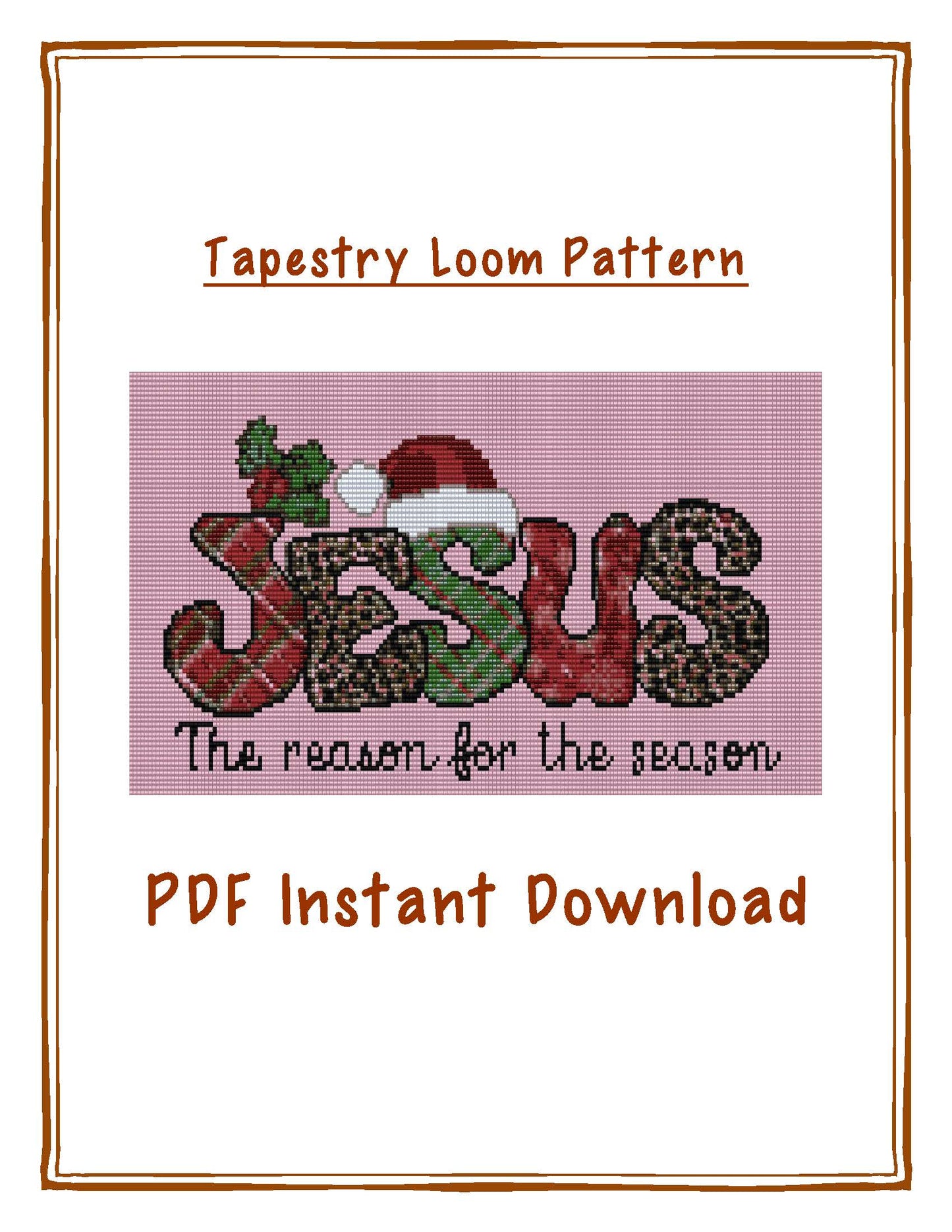 Bead Loom Pattern, Jesus is the Reason for the Season, Miyuki Delica, Instant Download, beaded tapestry, Christmas, bead loom