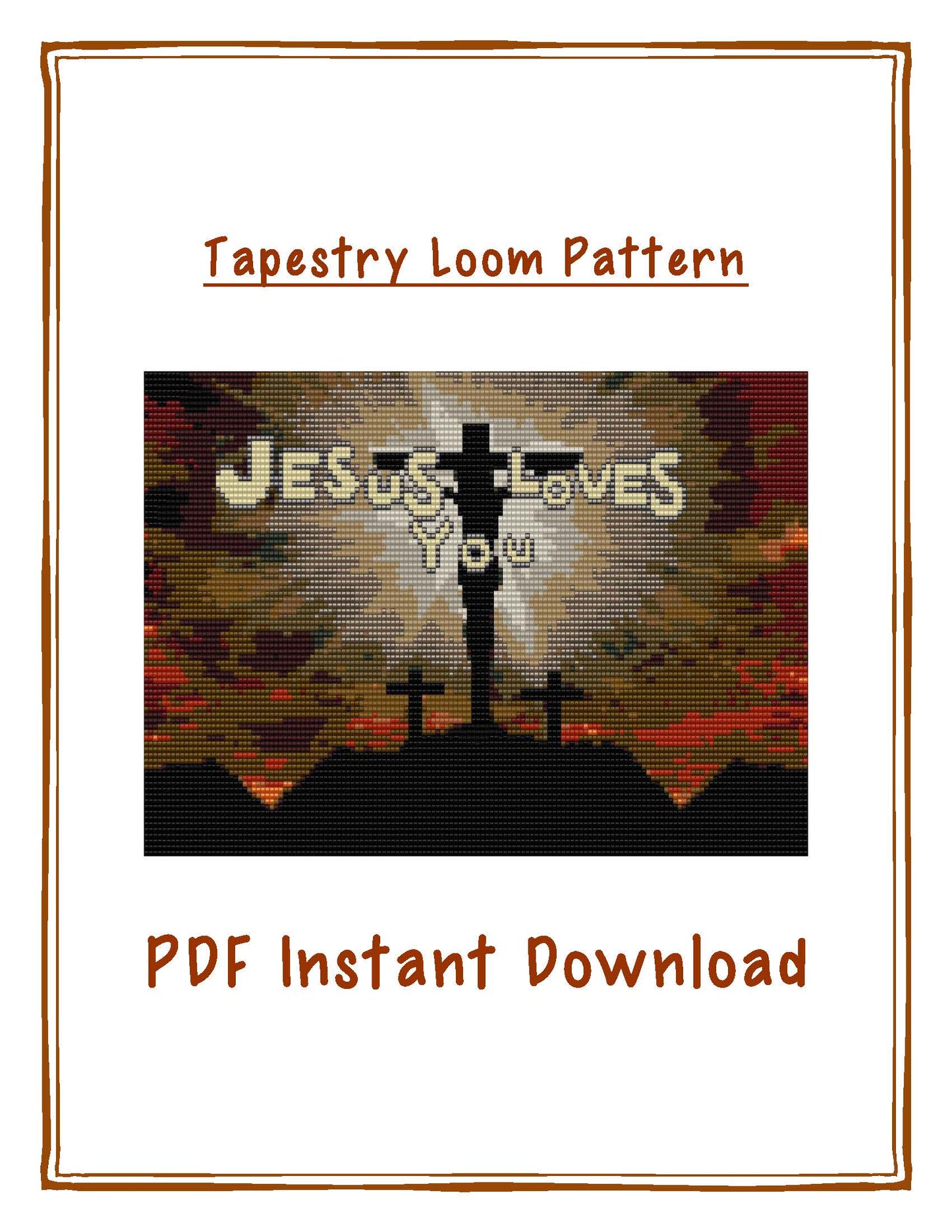 Bead Loom Pattern, Jesus Loves You, Miyuki Delica, Instant Download, beaded tapestry