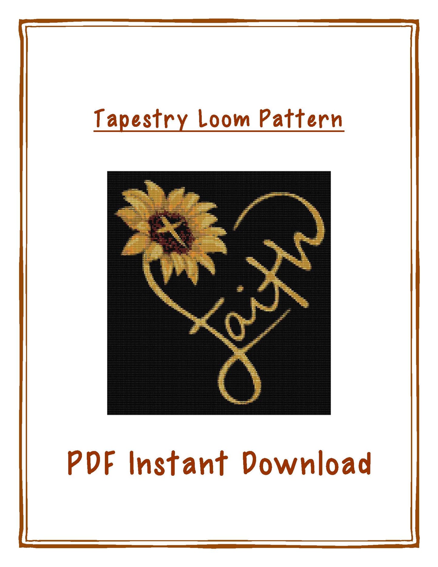 Bead Loom Pattern, Sunflower Faith, Miyuki Delica, Instant Download, beaded tapestry, Heart, bead loom