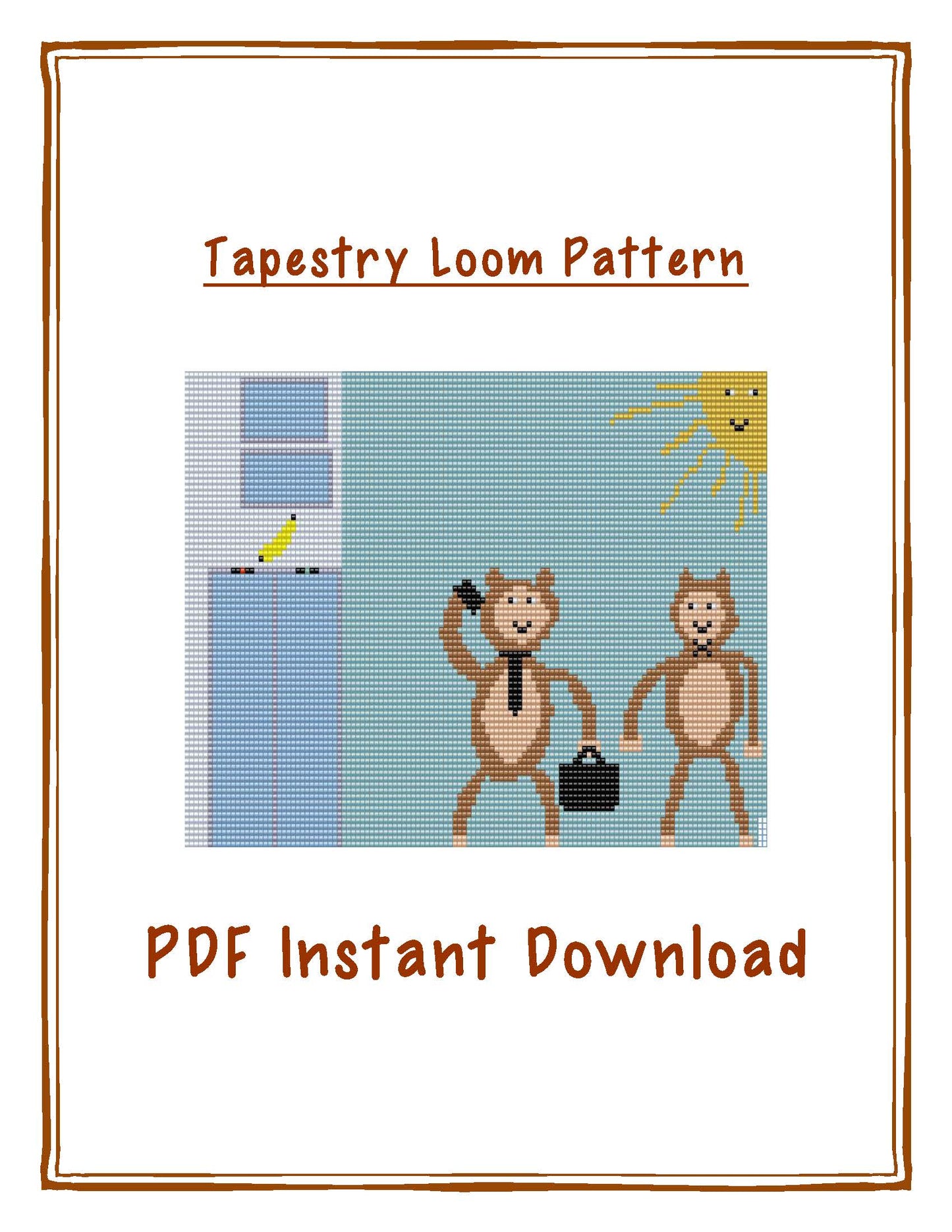 Bead Loom Pattern, Bananas Inc., Miyuki Delica, Instant Download, beaded tapestry