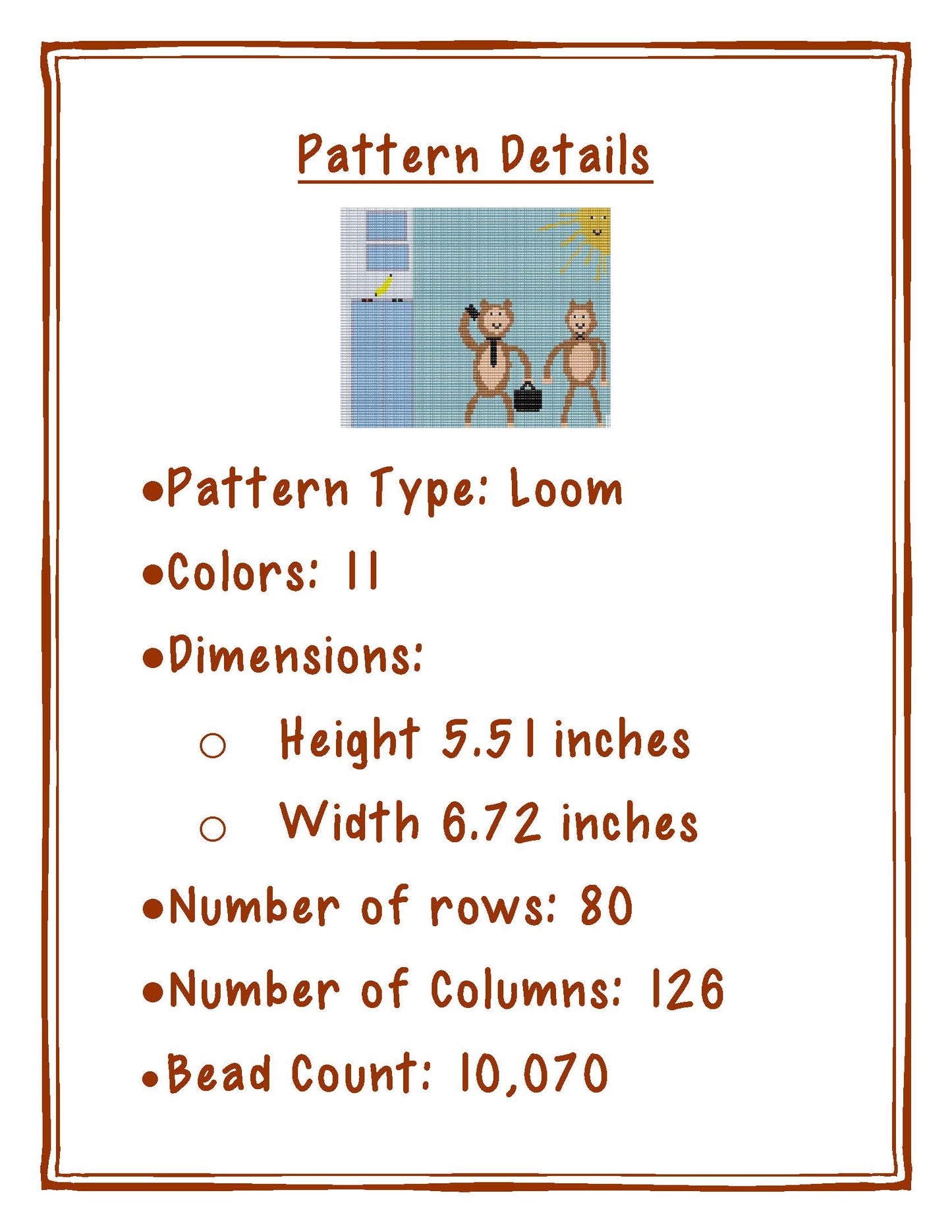 Bead Loom Pattern, Bananas Inc., Miyuki Delica, Instant Download, beaded tapestry