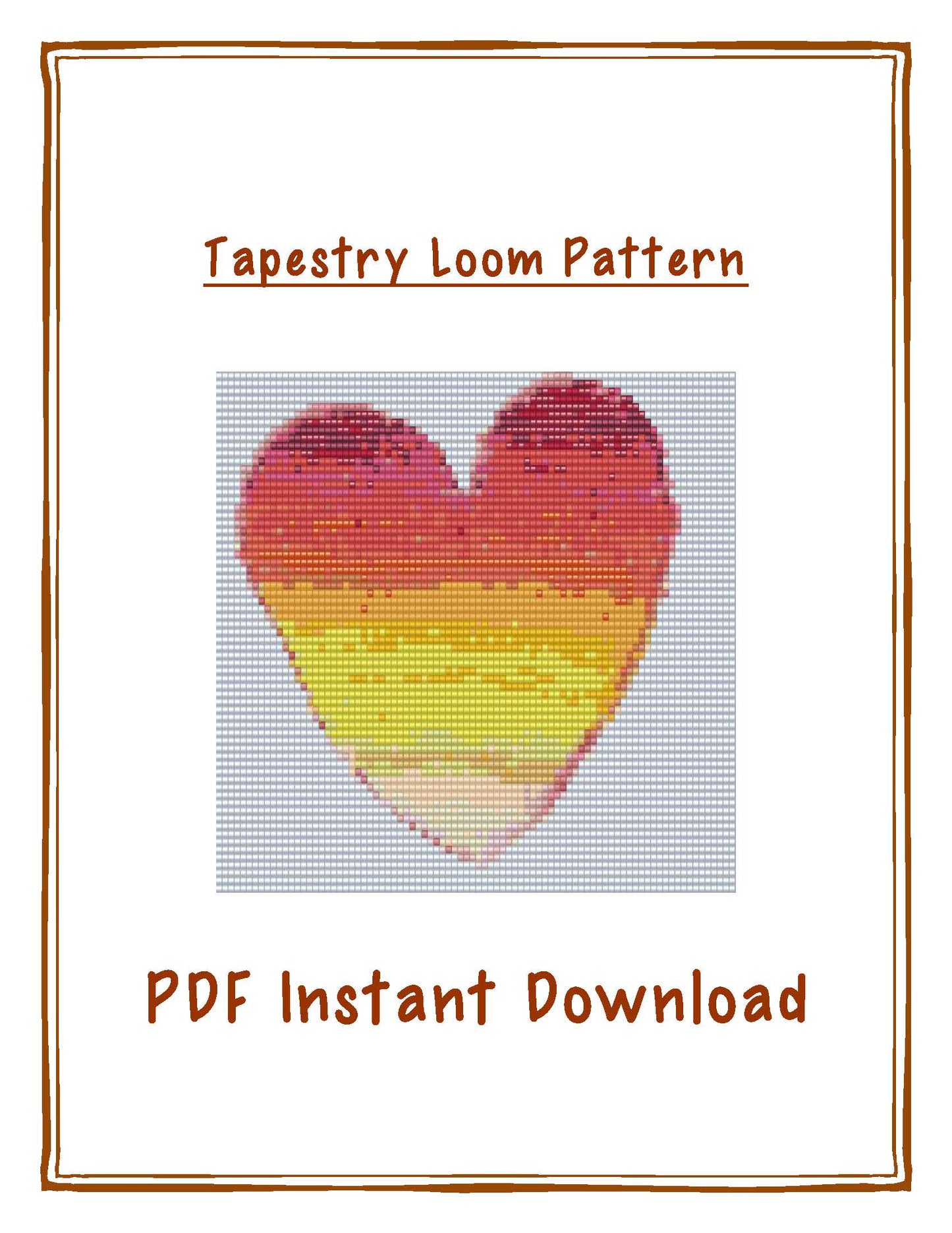 Bead Loom Pattern, Sunset Heart, Miyuki Delica, Instant Download, beaded tapestry