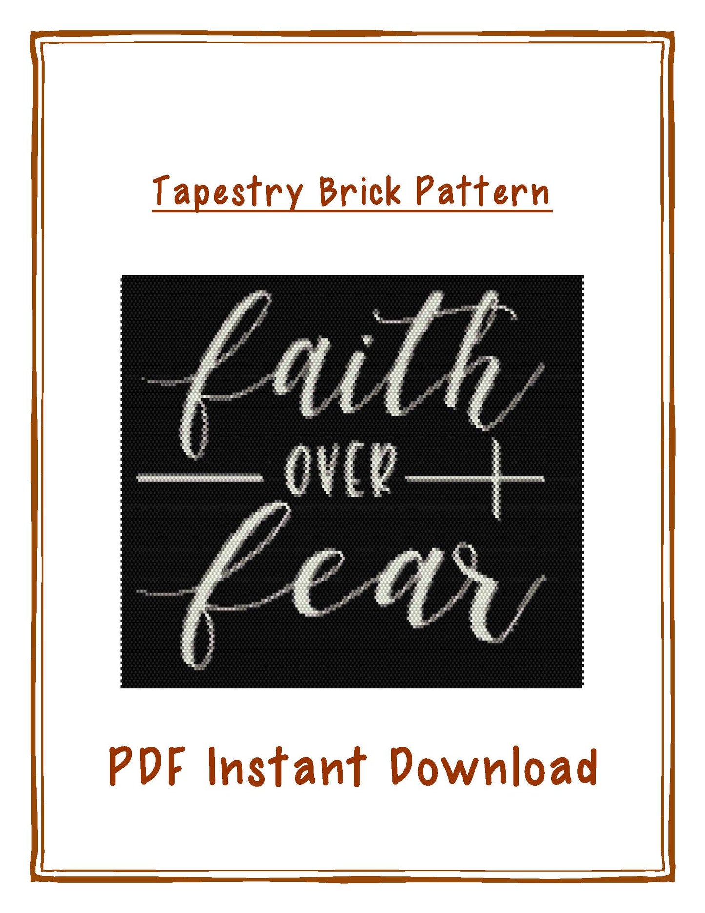 Bead Pattern, Brick stitch, Faith over Fear, Miyuki Delica, Instant Download, beaded tapestry, cross