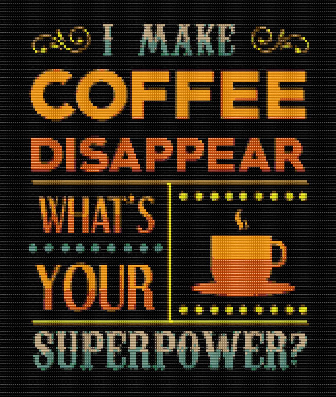 Bead Loom Pattern, Coffee Superpower, Miyuki Delica, Instant Download, beaded tapestry