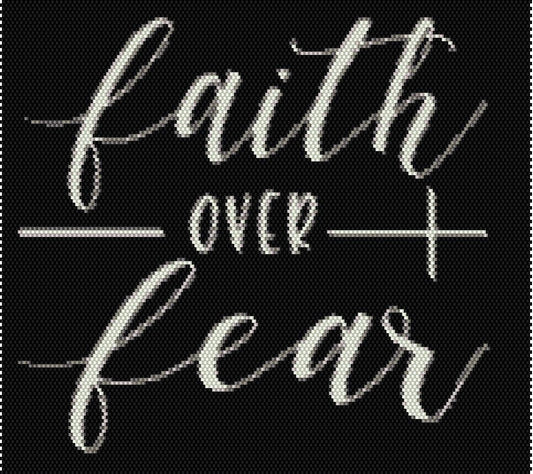 Bead Pattern, Brick stitch, Faith over Fear, Miyuki Delica, Instant Download, beaded tapestry, cross