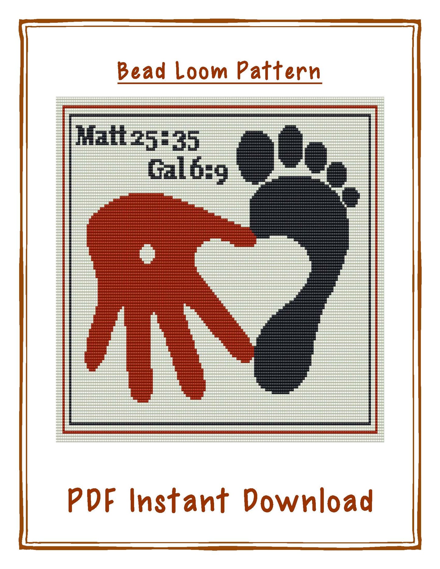 Bead Loom Pattern, Hands and Feet of Jesus, Miyuki Delica, Instant Download, beaded tapestry
