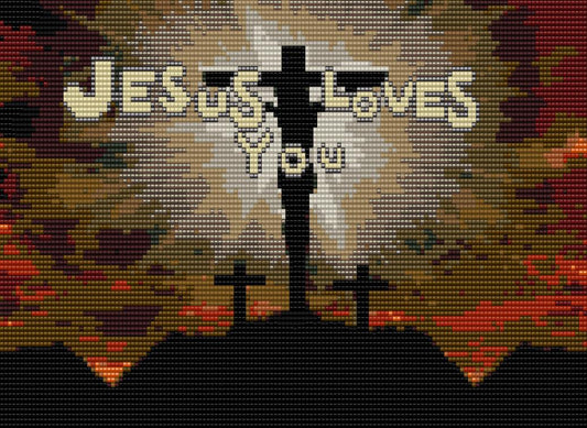 Bead Loom Pattern, Jesus Loves You, Miyuki Delica, Instant Download, beaded tapestry