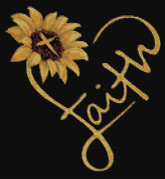 Bead Loom Pattern, Sunflower Faith, Miyuki Delica, Instant Download, beaded tapestry, Heart, bead loom